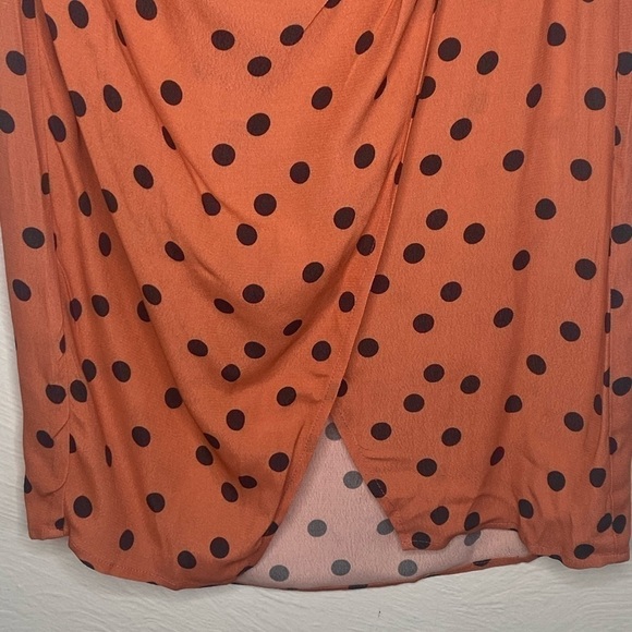 𝅺revolve Blue Life Pleated Pink Polka Dot Wrap Skirt Size Small - Picture 3 of 4